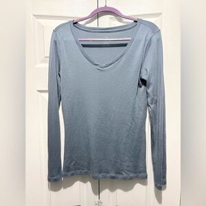 Woolx Women's V-Neck Long Sleeve Top - Slate Gray